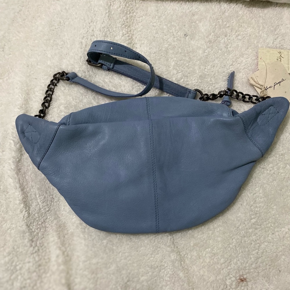 Sold Free People We The Free Distressed Leather Archer Sling Bag Light Blue NWT - Picture 6 of 15